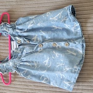 Calvin Klein Jeans Blue White Buttoned Pleated Sundress